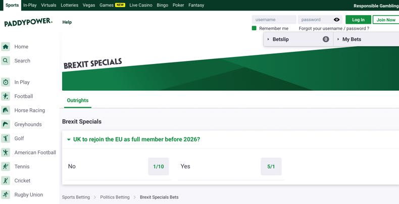 Paddypower Brexit Specials