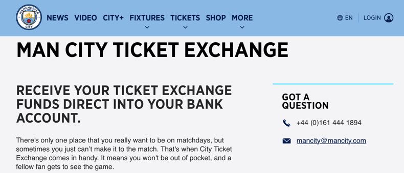 Man City FC Ticket Exchange