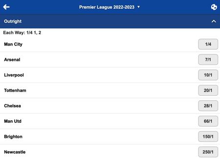 Premier League Odds